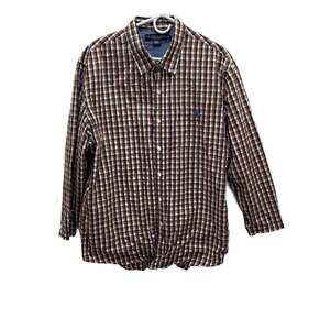 U.S. Polo Assn. Men's Blue Red White Plaid Long Sleeve Button-Down Shirt